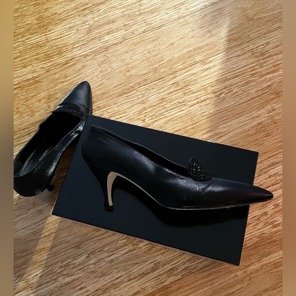 Formal black fabric Silvia Florentina beaded ornament pumps - Picture 4 of 13
